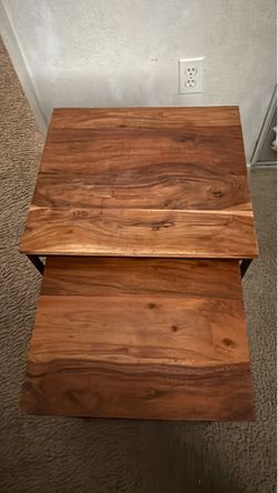 MOVING OUT SALE|Matching Wood & Metal End Tables (Set of 2)