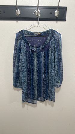 Blue Snake Print Figureoa&Flower Blouse