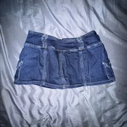 Dark Wash Pocket Side Denim Skirt - 8/10 (L)