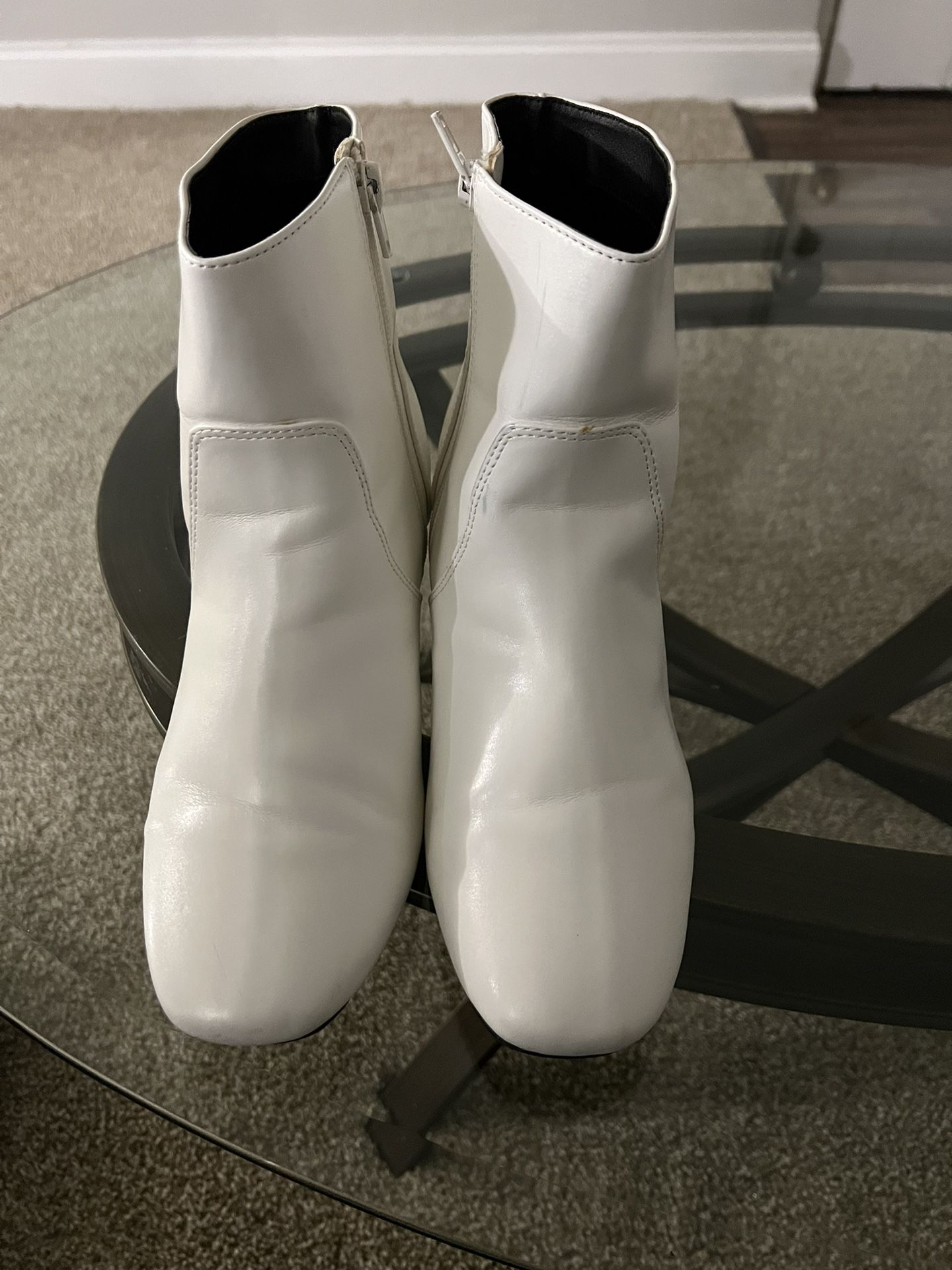 White Dress Boots Size 10
