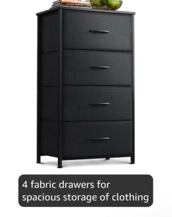 AODK Small Dresser for Bedroom with 4 Storage Drawers, Black Dressers Chest of Drawers Fabric Dresser with Sturdy Steel Frame, Dressers for Closet wit