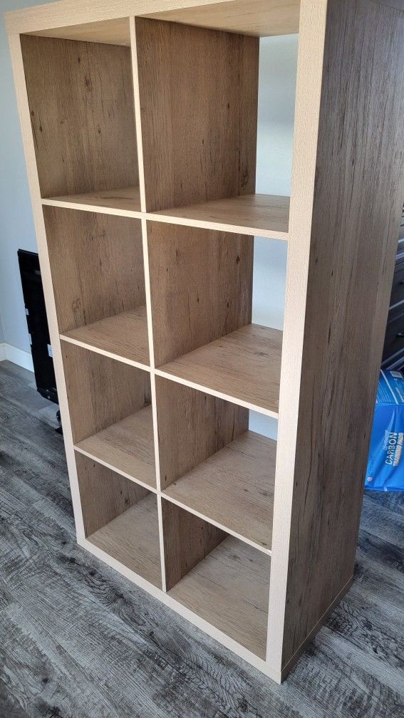 8 Cube Storage Bookcase Display Shelves Shelf Light Brown