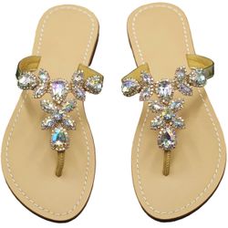Beautiful Flip flops With Chrystal Diamonds (used Once)