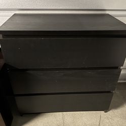 IKEA Malm 3 Drawer Dresser, Black Brown