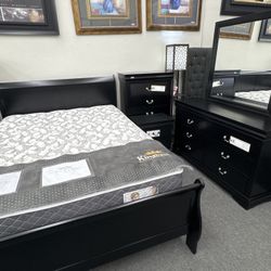NEW 4pc Black Louis Philip Bedroom Set (Mattress is not Included)