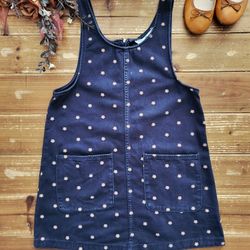 SIZE 9-10 GIRLS BLACK & BROWN FLORAL DENIM JUMPER DRESS