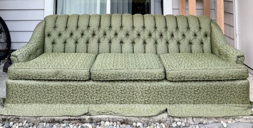 Vintage Green Tufted Sofa