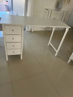 White Desk with 4 Drawers