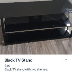 Black Glass TV Stand