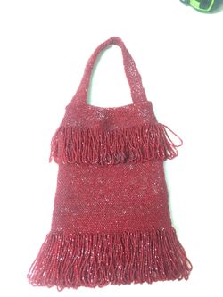 Vintage red beaded bag