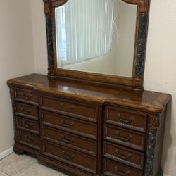 Solid Wood Dresser And Two Side Tables