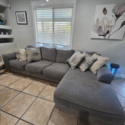 Couch With Side Lounge. Blue/greenish 
