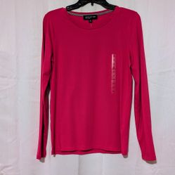 Blouse Long Sleeves Jones New York Pink Fitted Size Medium New With Tags