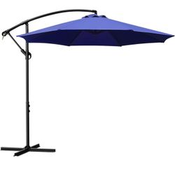 Sunnyglade 10Ft Outdoor Adjustable Offset Cantilever Hanging Patio Umbrella (Navy Blue)