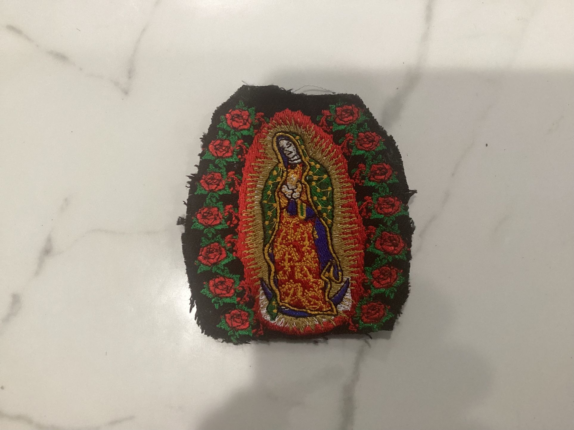 Virgin Mary Roses Deangelo Virgen de Guadalupe Embroidered Patch approx 3.5x3