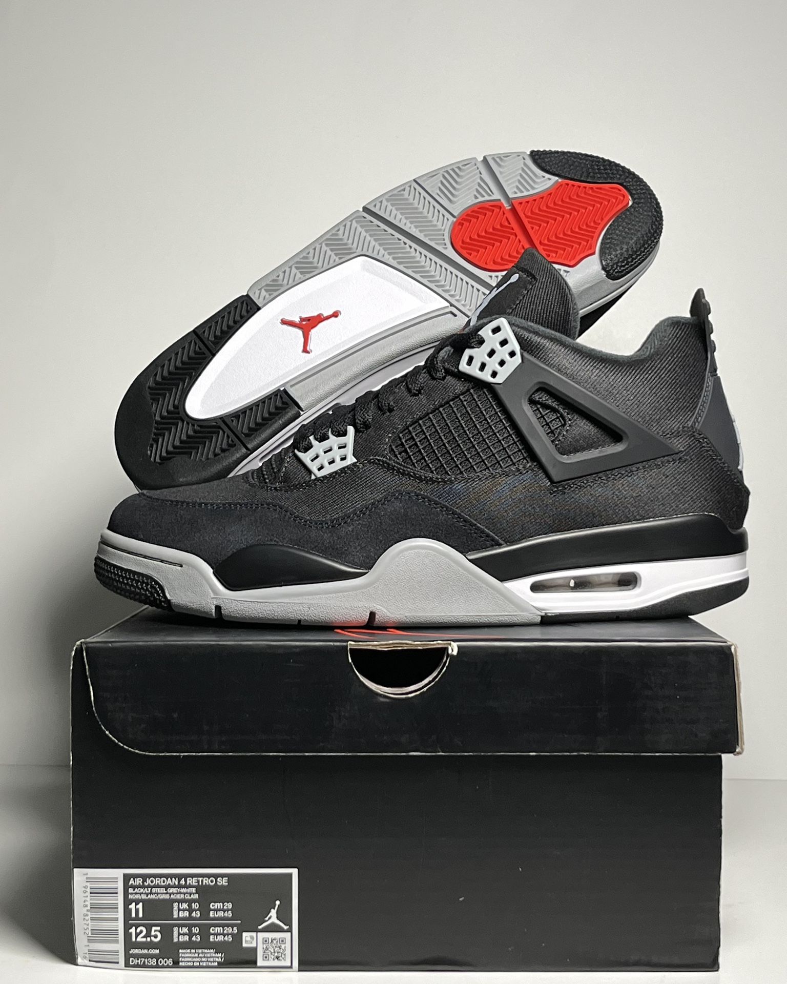 AIR JORDAN 4 BLACK CANVAS SIZE 11