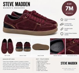Steve Madden Burgundy Suede Low-Top Sneakers