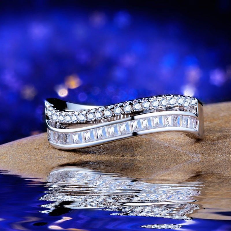 "Trendy Gems Zircon Double Layer Eternity Rings for Women, VP1686
 
 