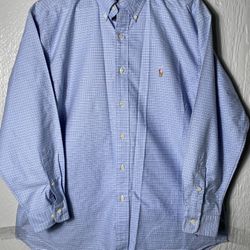 Ralph Lauren Yarmouth Long Sleeve Shirt Men's 15.5/ 32-33 Blue/White