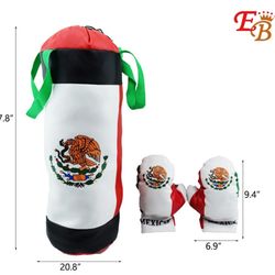 Kids Mexico Flag Boxing Set Toy w/ Punching Bag + Boxing Glove , Children's Pretend Champion Boxing Playset Sports Physical Training Game