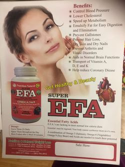 EFA omega 3,6,9 help reduce the risk of coronary disease and lower high cholesterol. Face Skin look younger.