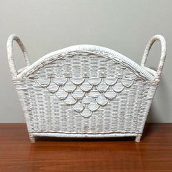Vintage Wicker Rattan Basket Magazine Holder