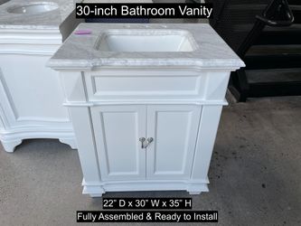 30" Bathroom Vanity with Carrara Marble Countertop & Solid Wood & Plywood Cabinet  # 3550