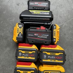 Dewalt And Milwaukee Brand New Batteries, Flex Volt And Forge All Dated 2024, 2025 Brand New With Five-Year Warranty