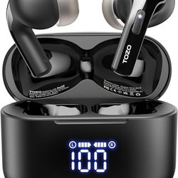 T20 Wireless Earbuds Bluetooth Headphones 48.5 Hrs Playtime, IPX8 Waterproof, Dual Mic Call Noise Cancelling with Wireless Charging Case Black