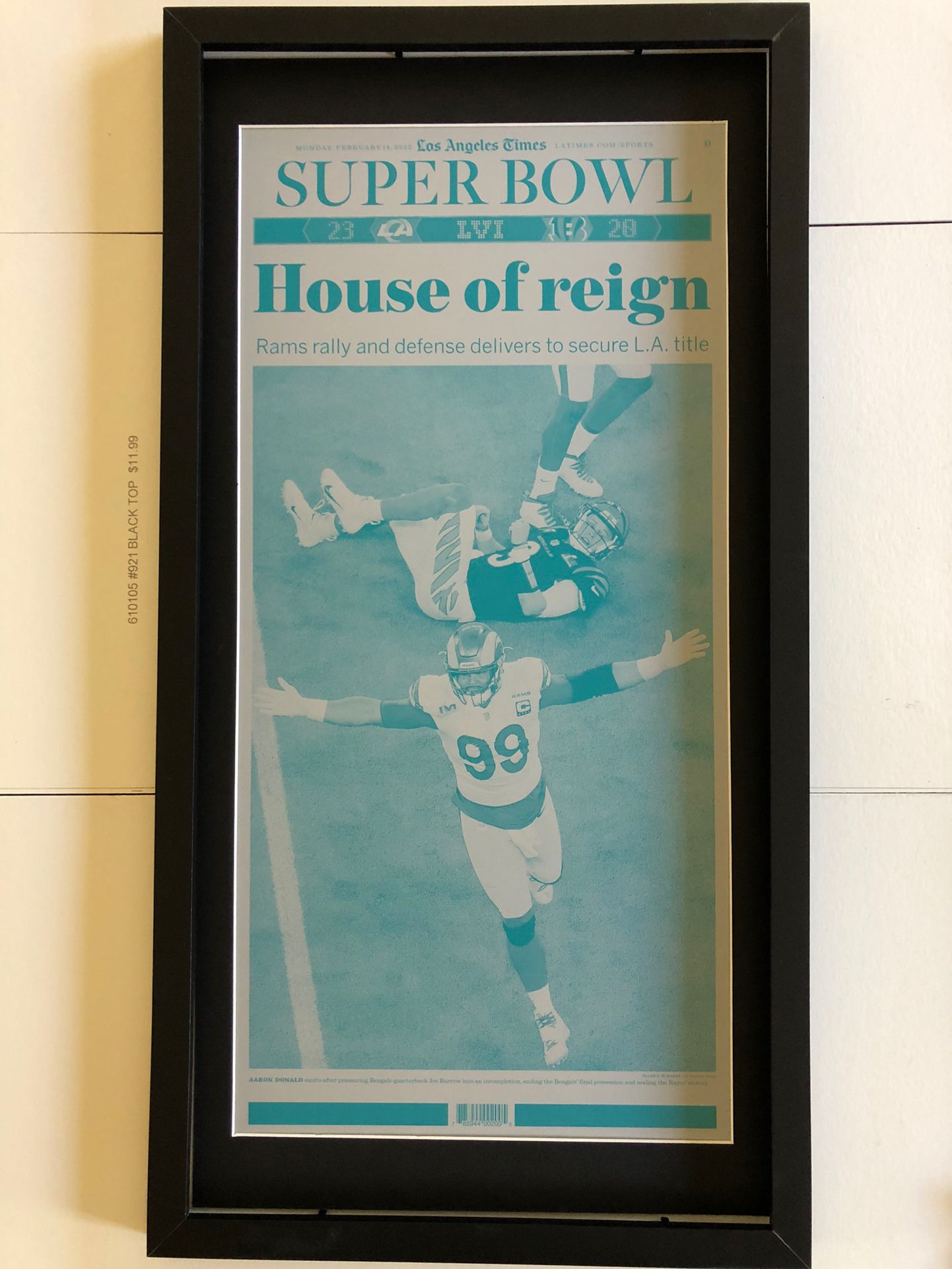 Rams Win Super Bowl! Rare Los Angeles Times Metal Plate