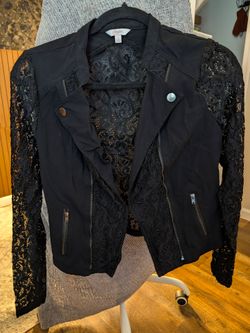 Candie's Black Lace Moto Jacket Size Large