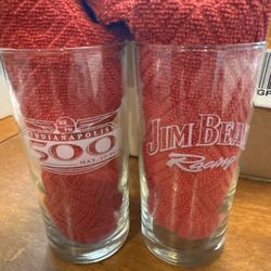 2 Jim Beam Racing 88th Indianapolis Indy 500 Commemorative Glasses May 10 2004 