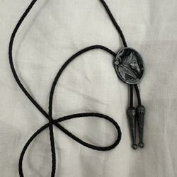 Horse Bola Bolo Tie Pendant Braided Shoestring Necktie Necklace Rodeo nwot