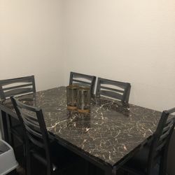Marble Dinning Table with Chairs (5)