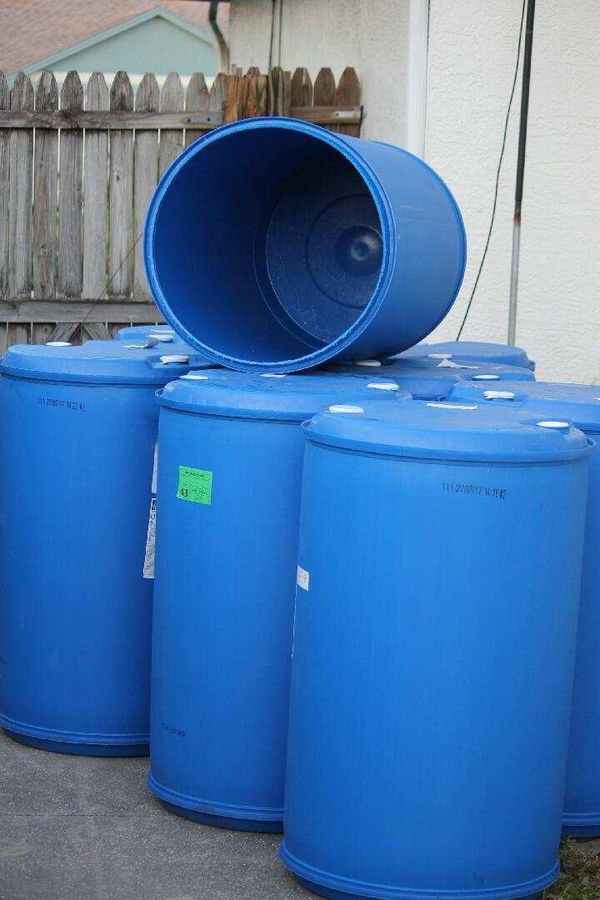 55 Gal. Blue Plastic Drum Rain Barrel for Sale in Orlando, FL OfferUp