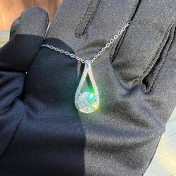 New Moissanite 10H10A Pendant Necklace 2CT,18K White Gold Plated Sterling Silver