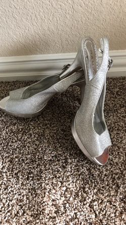 Grey sparkle heels