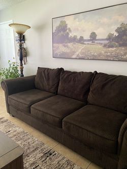 Dark Brown Corduroy 3-Seat Sofa