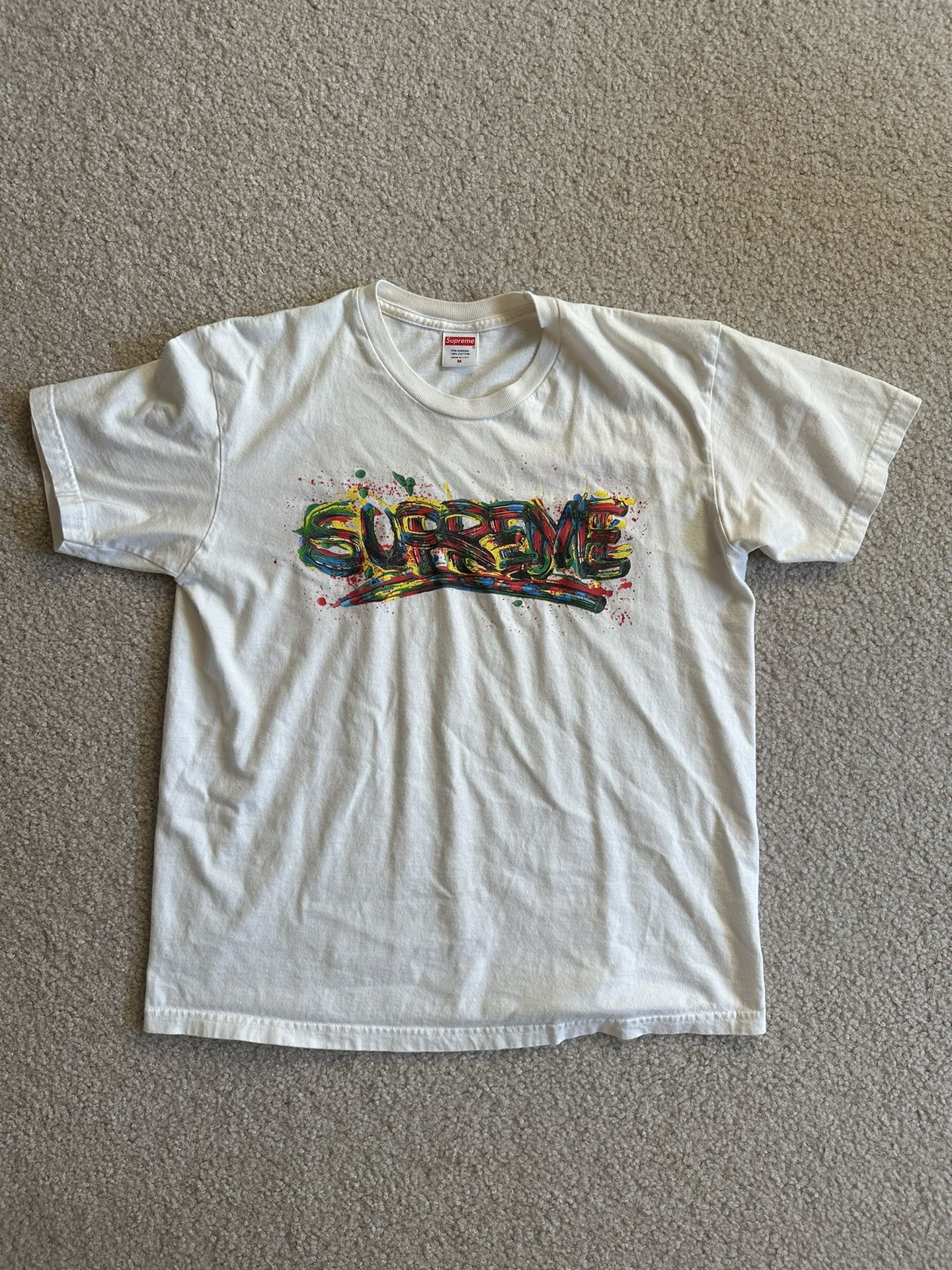 Supreme Paint Logo T Shirt White Size Medium