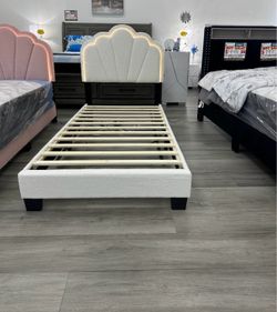 Twin bed frame / brand new in box / pink and white available