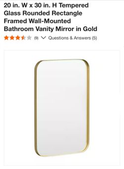 Rounded Rectangle Framed Vanity Mirror in Gold