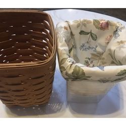 1999✅ VINTAGE 8” LONGABERGER   Basket Includes Plastic & Cute Floral Liner!💎