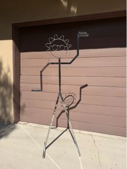 Vintage Postmodern Chrome Stick Figure Valet Stand | 1980s Memphis Style Anthropomorphic Garment Rack