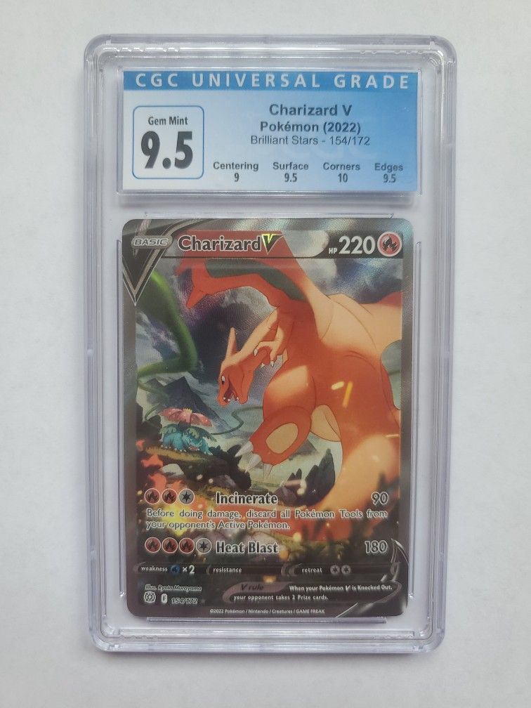 Pokemon CGC Graded 9.5 MINT Charizard V Sword & Shield Brilliant Stars 154/172 Holo TCG Rare