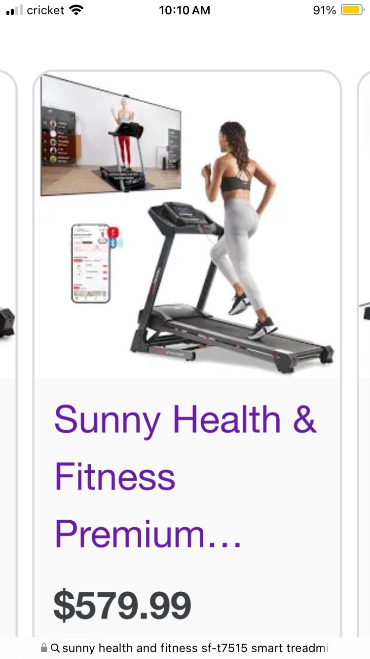 Sunny Health & Fitness Foldable Smart Treadmill SF-T7515SMART With Auto Incline NEW!