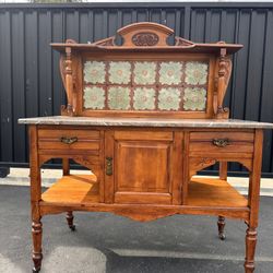 Antique Tile Backed Kitchen Work Station