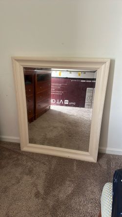 Large Wall Mirror with White Wood Frame
