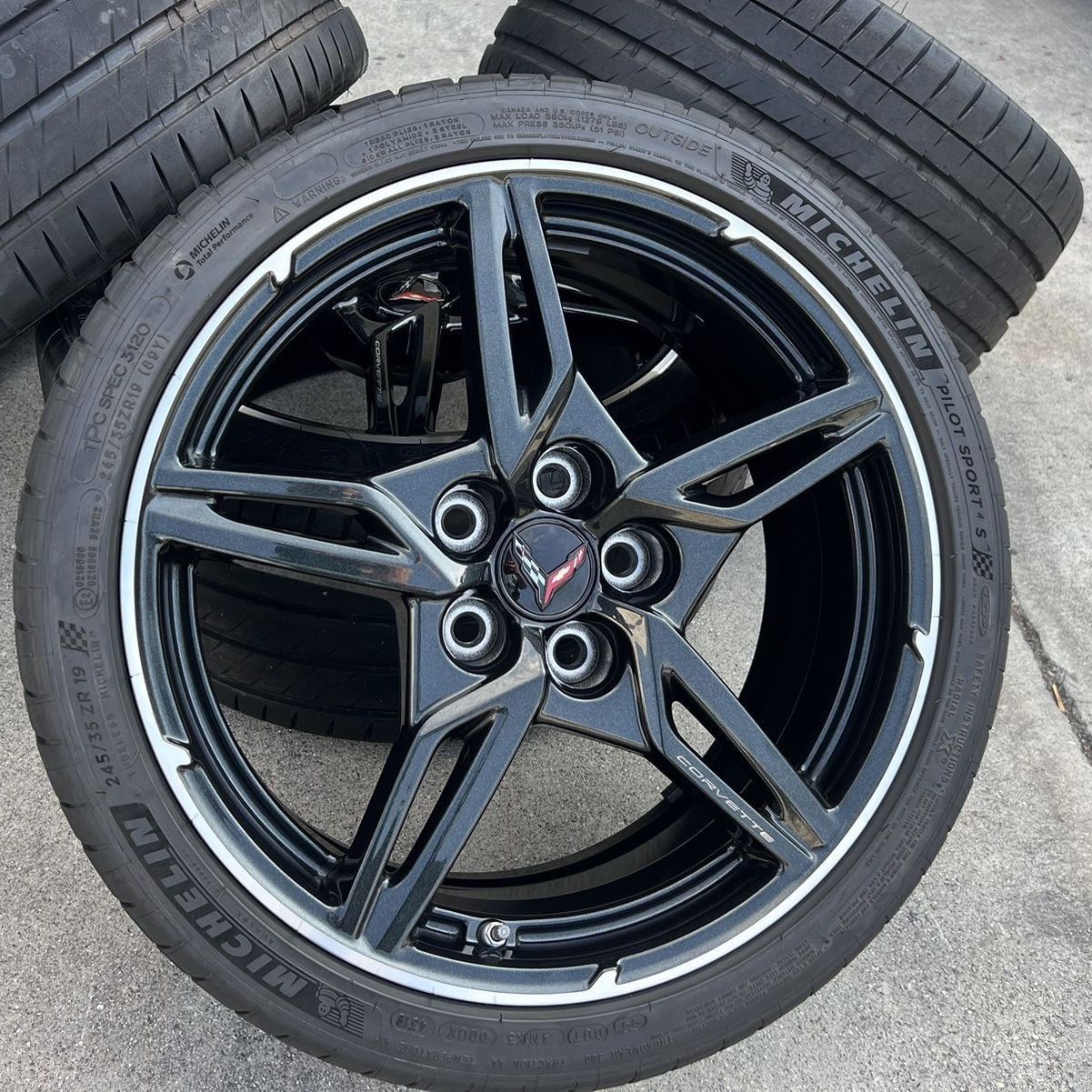 Corvette Star Rims 19” 20” Corvette C8 Z51 Carbon Flash Wheels Rims Tires Factory OEM for ...