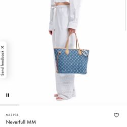 Blue Denim Neverfull mm Tote Bag Purse 