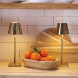 Mikasa Rechargeable GOLD LED Lamps, 2 Pack